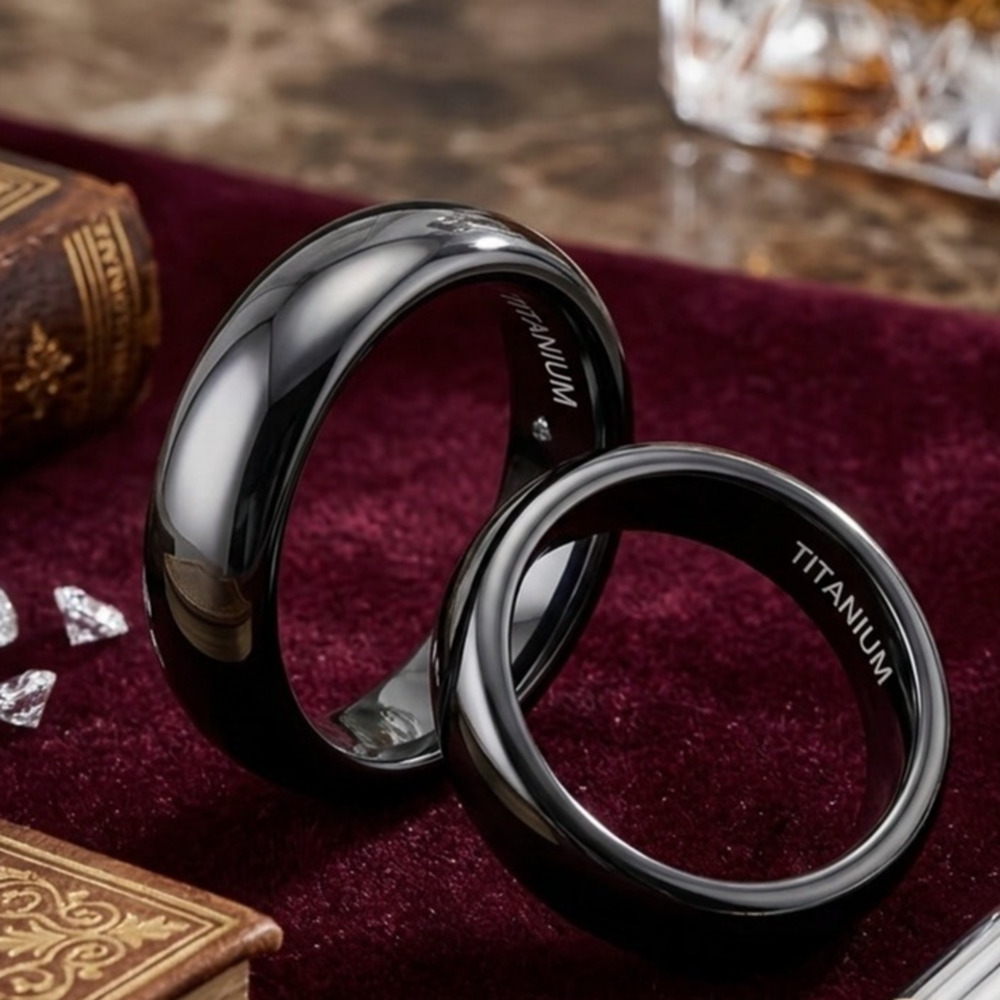 6MM Black Unisex Ring Size 13 Titanium 1PC Ring Size 13 Black